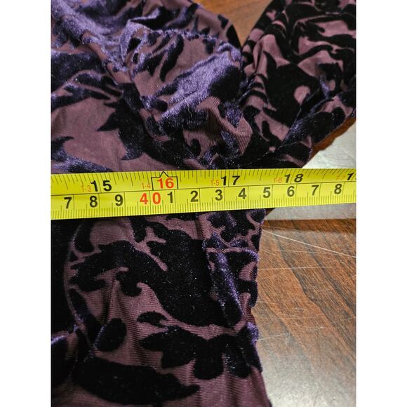 Whimsigoth Deep Purple Velvet Burnout Layered Open Cardigan Romantic Gothic Sz M - Picture 4 of 5